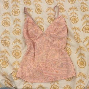 Urban outfitters fitted pink patterned tank top